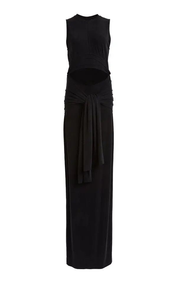 o1s1wg111225 Knitted Cutout Maxi Dress in Black