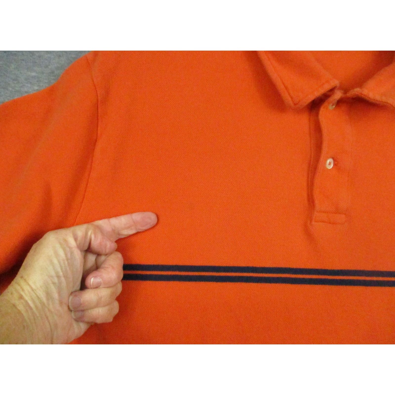 Polo Ralph Lauren Polo Ralph Lauren Shirt XL Men's Orange Blue Stripe POLO Logo Short Sleeve - Polo, Shirt, Men, XL, Orange, Stripe, Logo, Short Sleeve, Colorful, 90s? Size US XL / EU 56 / 4 - 5 Thumbnail