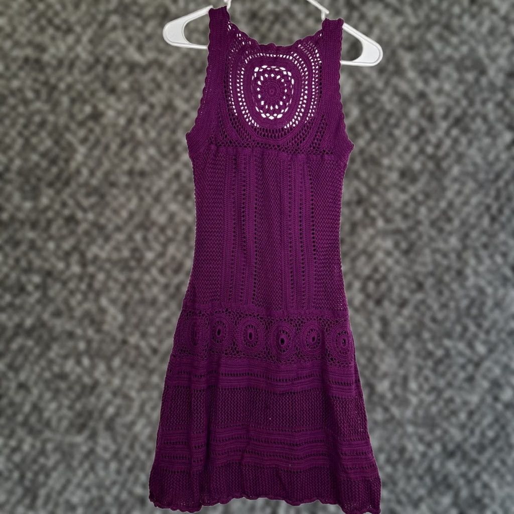 athleta crochet dress Athleta Women's S Purple Cotton Blend Knit Sleeveless Midi Casual Tank Dress Black Gold Cotton Long US SIZE:12 Sits close to the sets