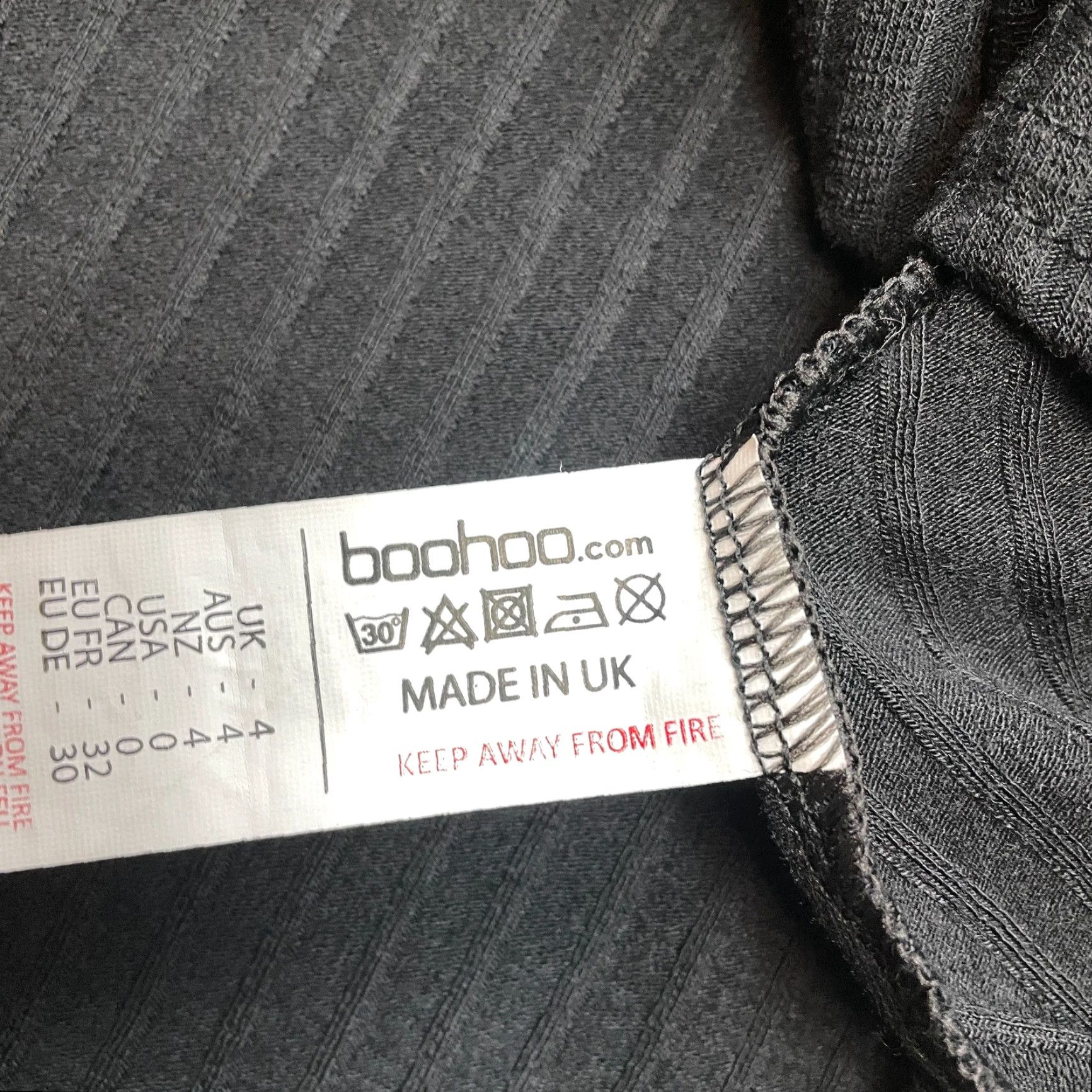 Boohoo VINTAGE Boohoo Shirt Dress Womens 0 Black Long Sleeve Ribbed Polyester Knee Length Dress Woman Size XS / US 0-2 / IT 36-38 - 7 Thumbnail