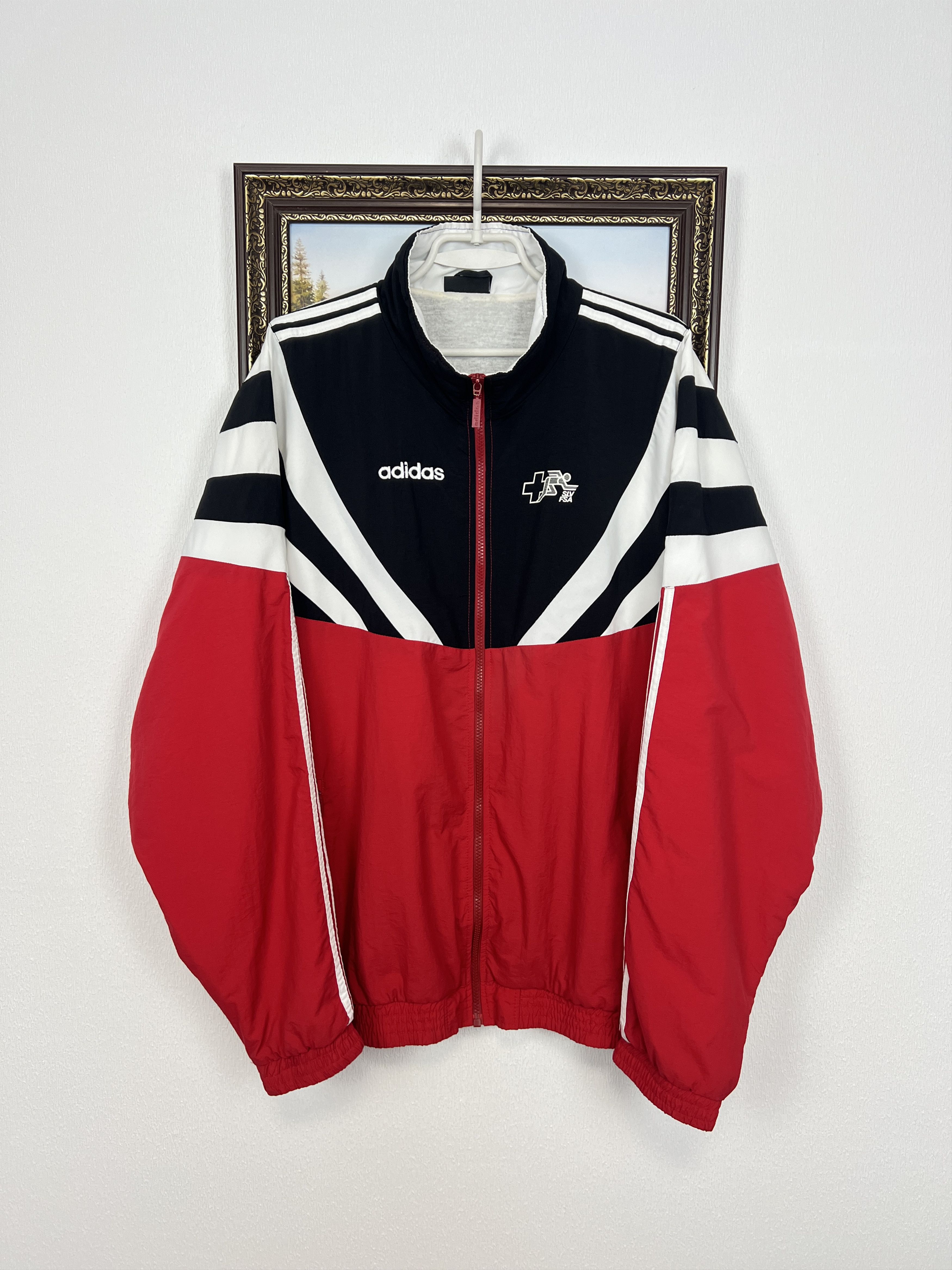 Adidas Vintage 90's Switzerland Football Jacket Soccer Track Top Size US XL / EU 56 / 4 - 1 Thumbnail