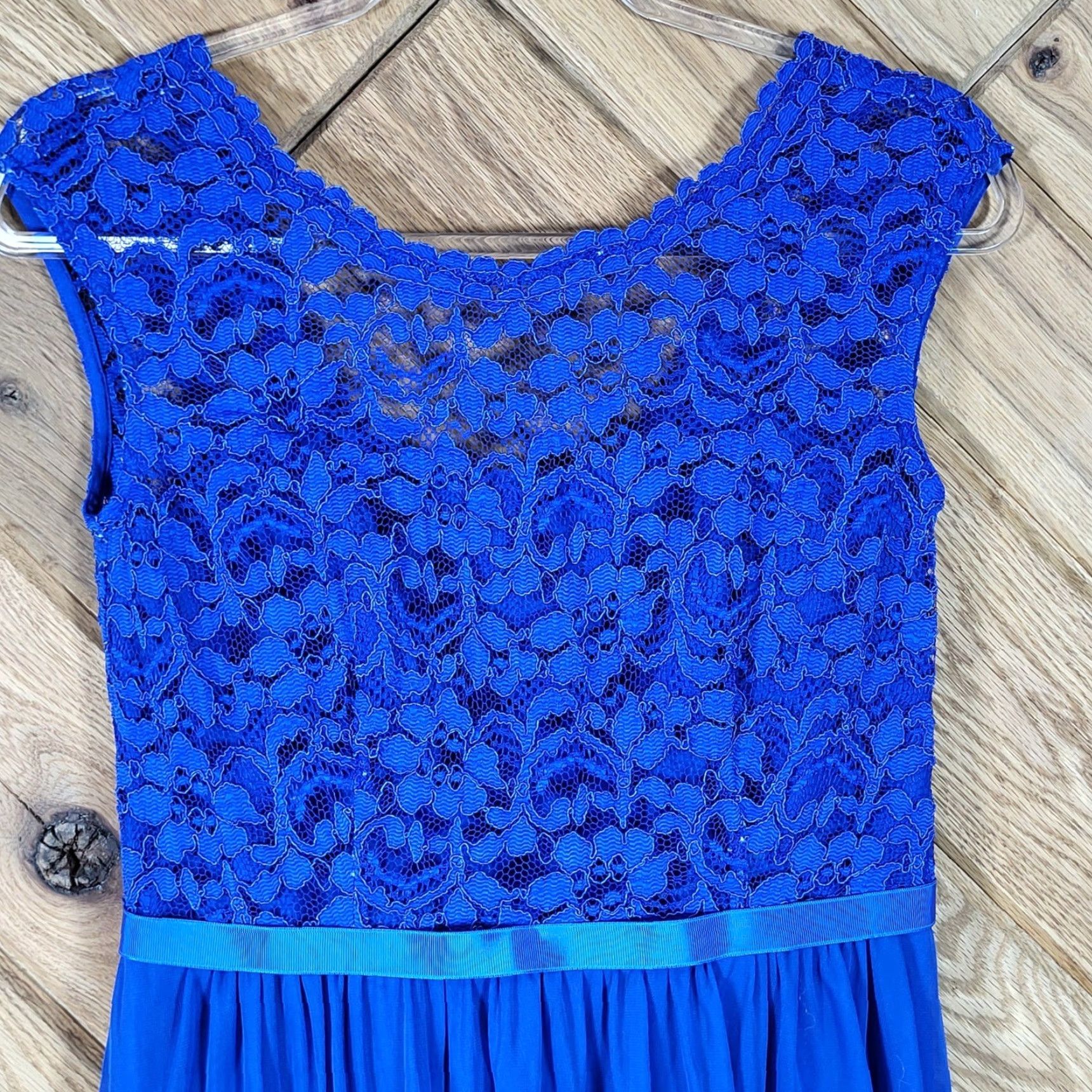 Vintage David's Bridal Cocktail Dress Womens Size 6 Lace Chiffon V-Neck Royal Blue Dress Size M / US 6-8 / IT 42-44 - 4 Thumbnail