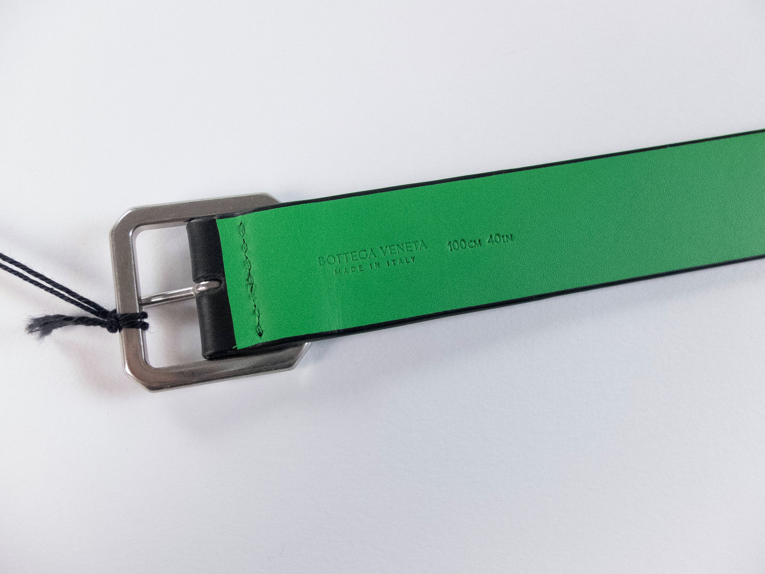 Bottega Veneta BOTTEGA VENETA black & green leather belt Size 100 Size 38 - 5 Thumbnail