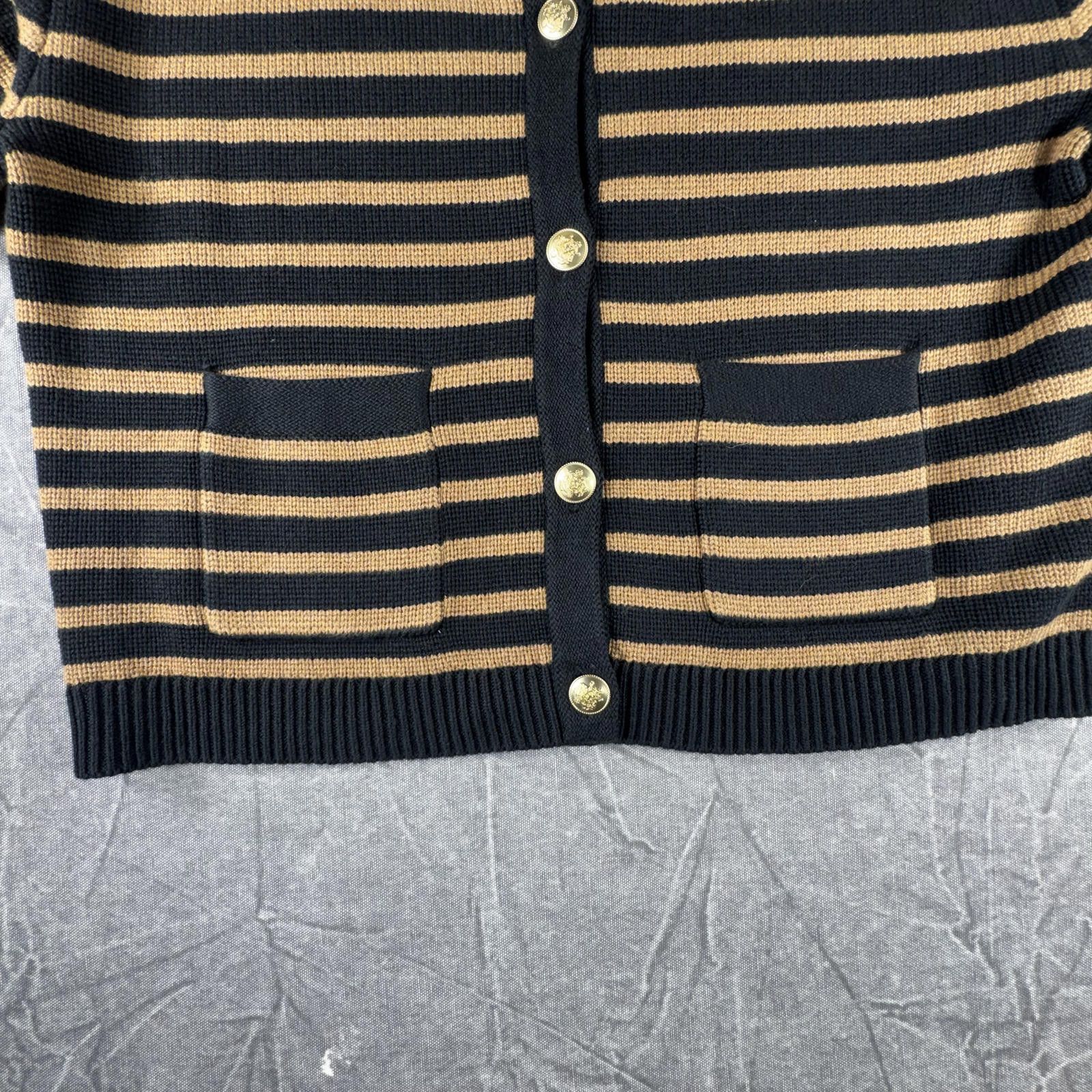 J.Crew J-Crew Sweater Women's S Black Tan Striped 2024 Cotton Size S / US 4 / IT 40 - 3 Thumbnail