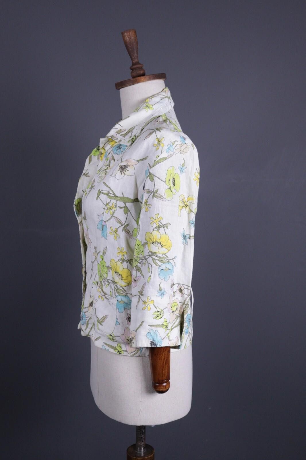 Designer Elisa Cavaletti White Floral Lightweight Jacket Size M Size M / US 6-8 / IT 42-44 - 5 Thumbnail