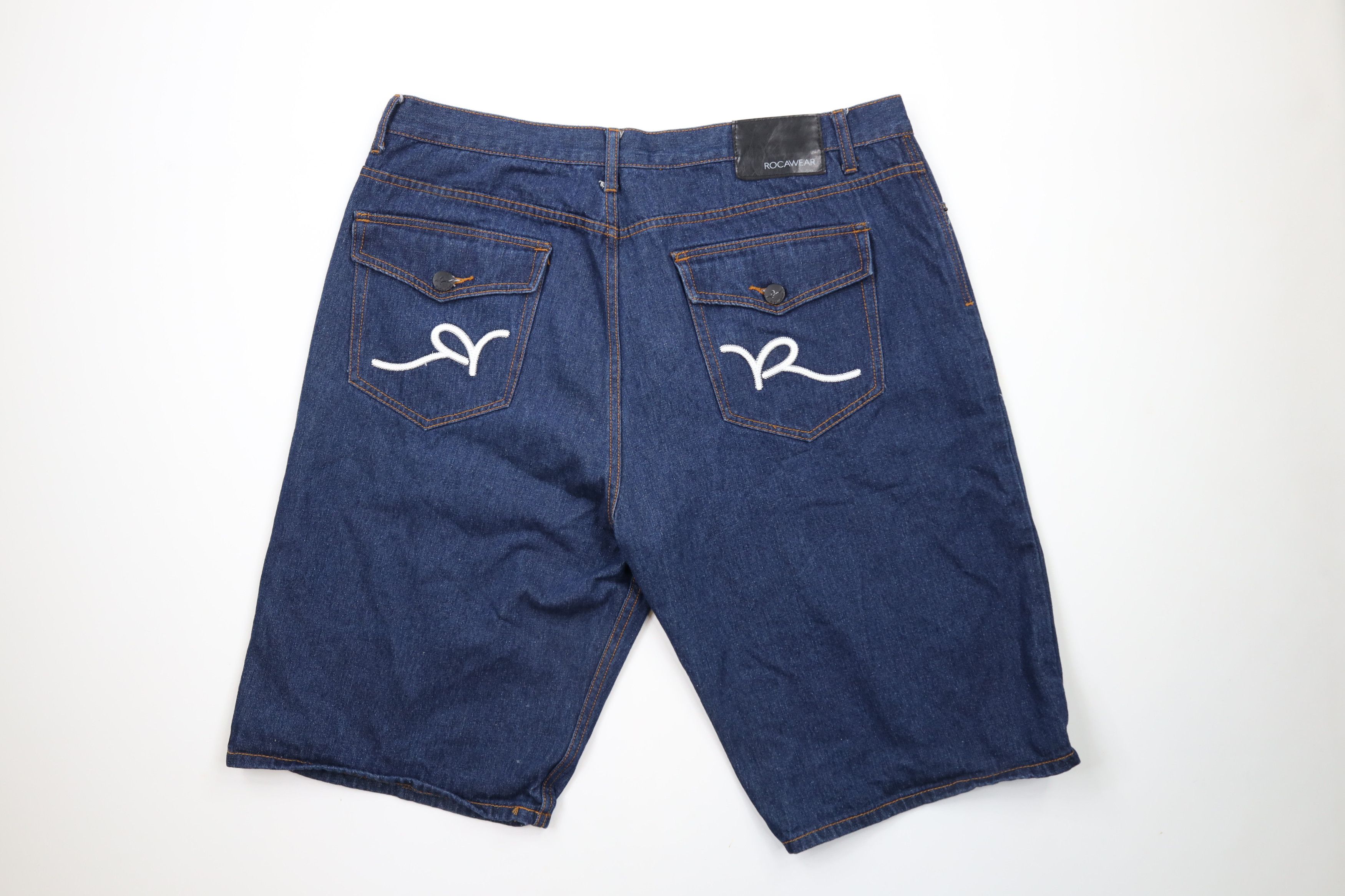 Rocawear × Vintage Vintage Rocawear Relaxed Fit Hip Hop Denim Jean Shorts Blue Size US 40 / EU 56 - 8 Thumbnail