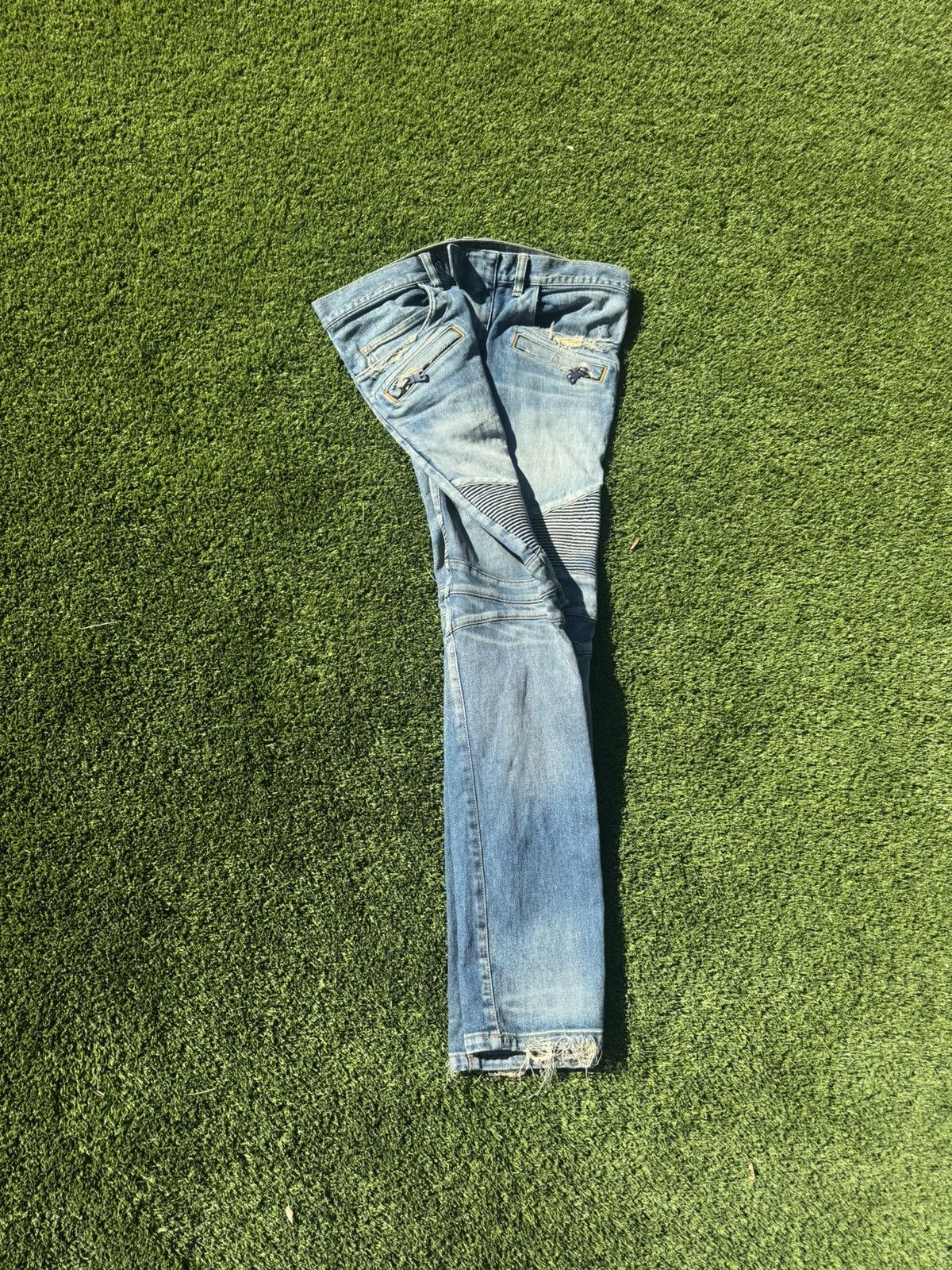 Balmain Balmain Blue Biker Jeans Size US 34 / EU 50 - 6 Thumbnail