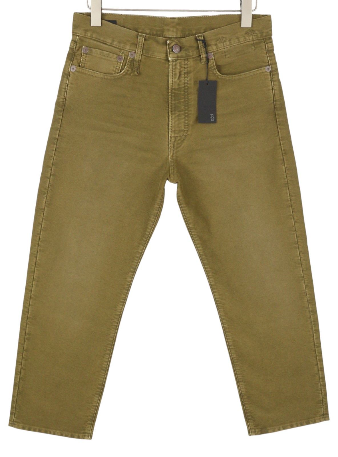 R13 BOYFRIEND 27 Olive Garment Dyed Moleskin Faded FW25 86612 Size 27" / US 4 / IT 40 - 1 Thumbnail