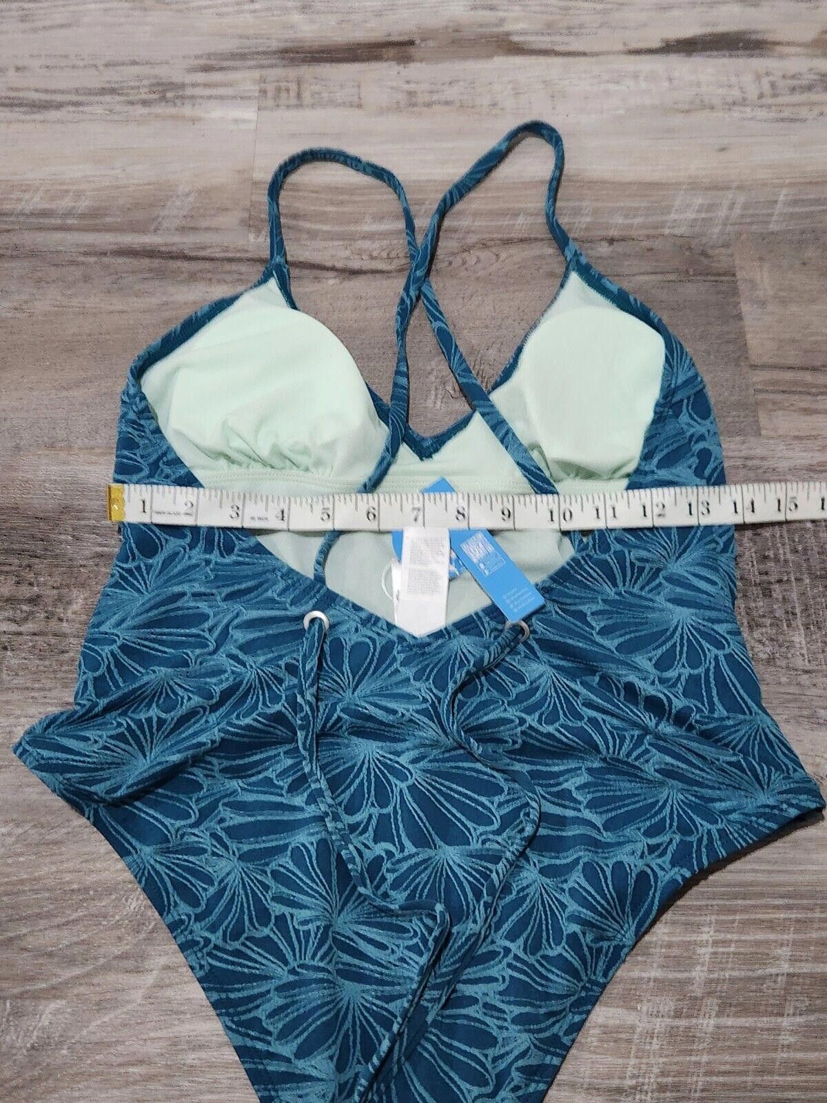 Designer Cupshe Swimsuit Medium Blue NWT one Piece Polyester Plunge Size ONE SIZE - 5 Thumbnail
