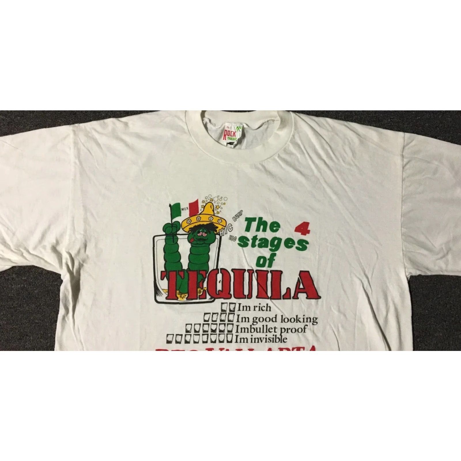 Vintage VINTAGE 80s Mexico 4 Stages Of Tequila Faded Shirt M L Funny Animal Bar Beer Drunk Men White Socks? Size US M / EU 48-50 / 2 - 5 Thumbnail