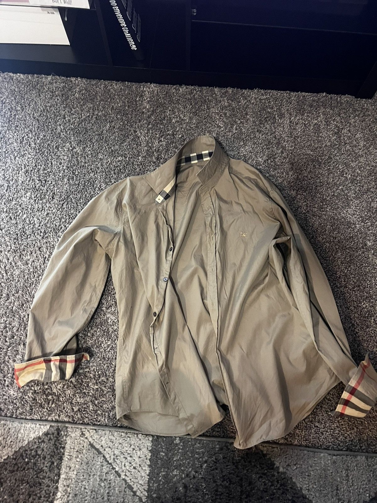 image of Burberry Long Sleeve Shirt in Brown, Men's (Size 2XL)