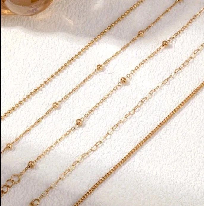 Other 5 pc Round Bead Heart Chain Bracelet Set Size ONE SIZE - 2 Thumbnail