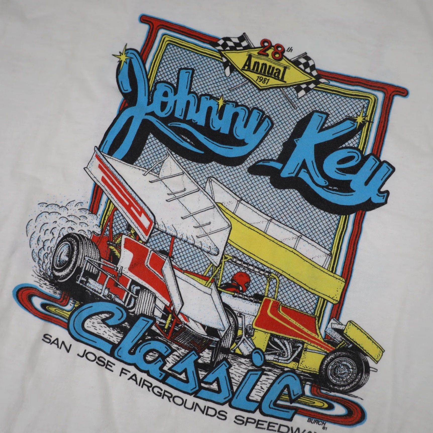 Vintage VINTAGE 80s Johnny Key Classic Sprint Car Racing Mens Large Graphic T Shirt White Size US L / EU 52-54 / 3 - 4 Thumbnail