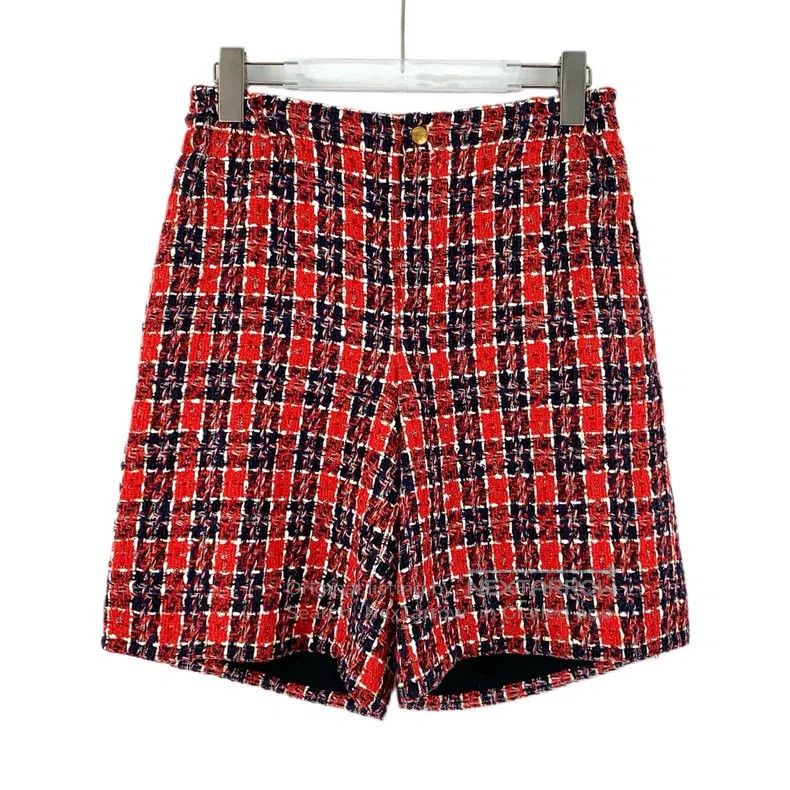 Gucci Gucci Red plaid cotton braided tweed casual shorts Size 26" / US 2 / IT 38 - 1 Thumbnail