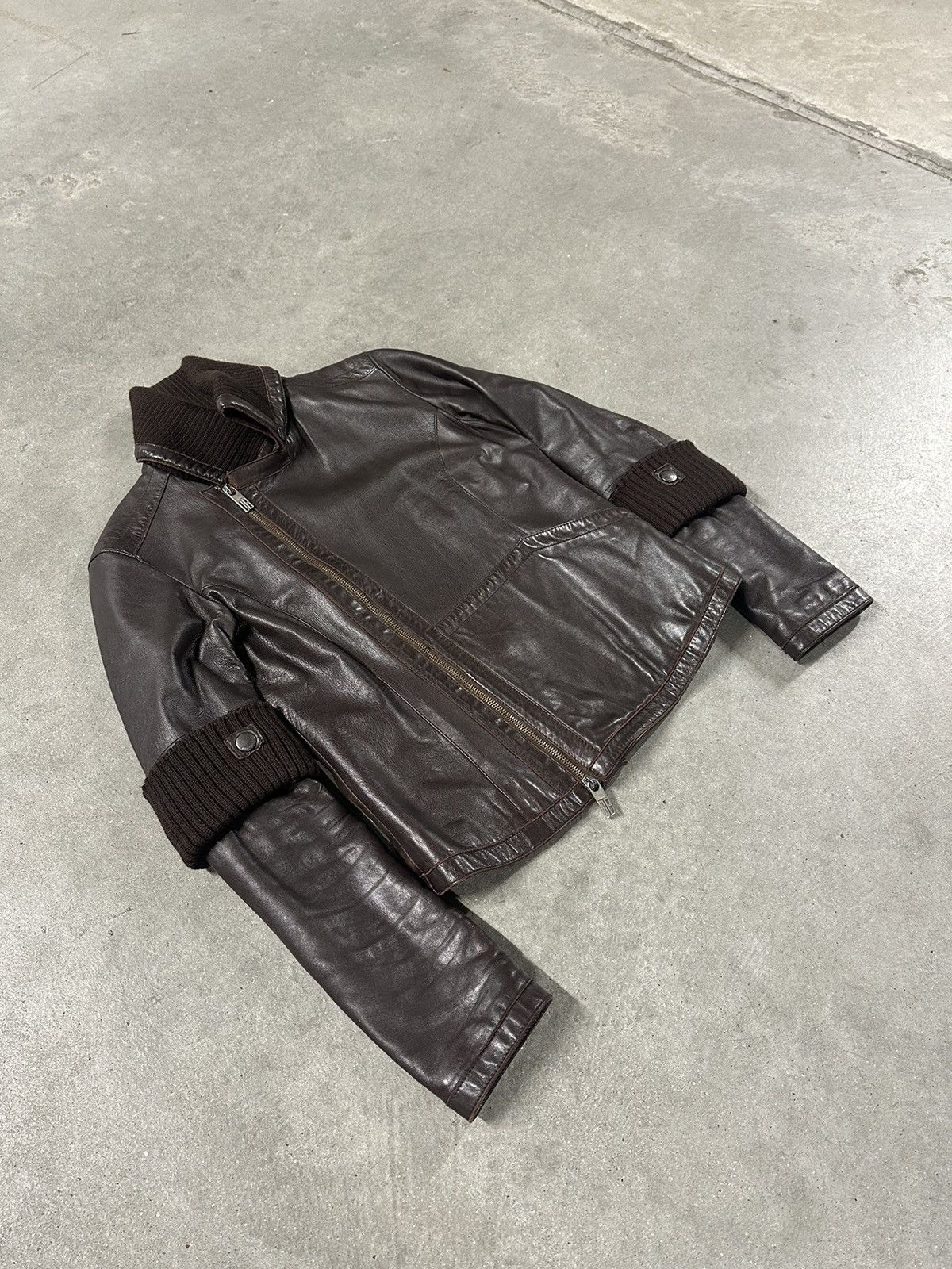 Dirk Bikkembergs × Vintage RARE A/W04 Dirk Bikkembergs Runway Lamb Leather Jacket Size L / US 10 / IT 46 - 2 Thumbnail