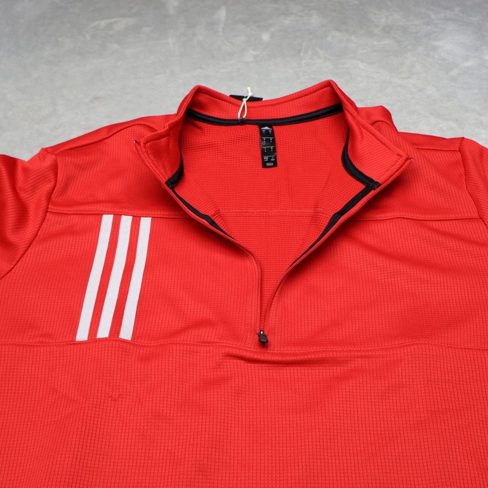 Adidas Adidas Sweatshirt Mens Large Red 3-Stripes Quarter-Zip Pullover Knit Solid Long Sleeve Sports Lightweight Moisuture Wicking Training Gym Running 4 Zip Size US L / EU 52-54 / 3 - 2 Thumbnail