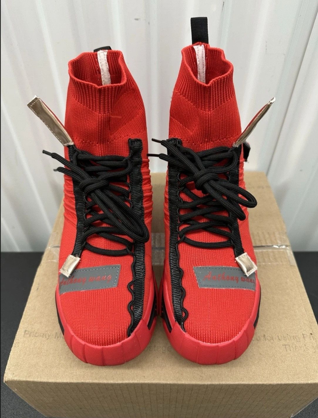 Other Anthony Wang High Top Red Sneaker Fashion Shoes Size 8 Women Size US 8 / IT 38 - 2 Thumbnail