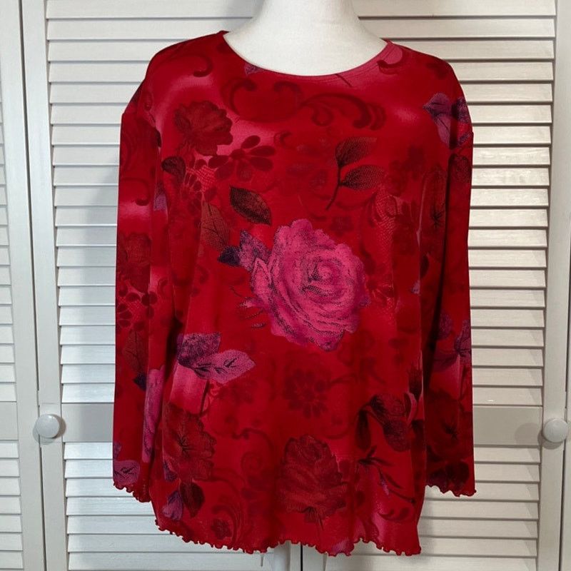 Other VTG Giorgio Fiorlini Y2K Whimsigoth Red Floral Blouse XL Size XL / US 12-14 / IT 48-50 - 1 Thumbnail