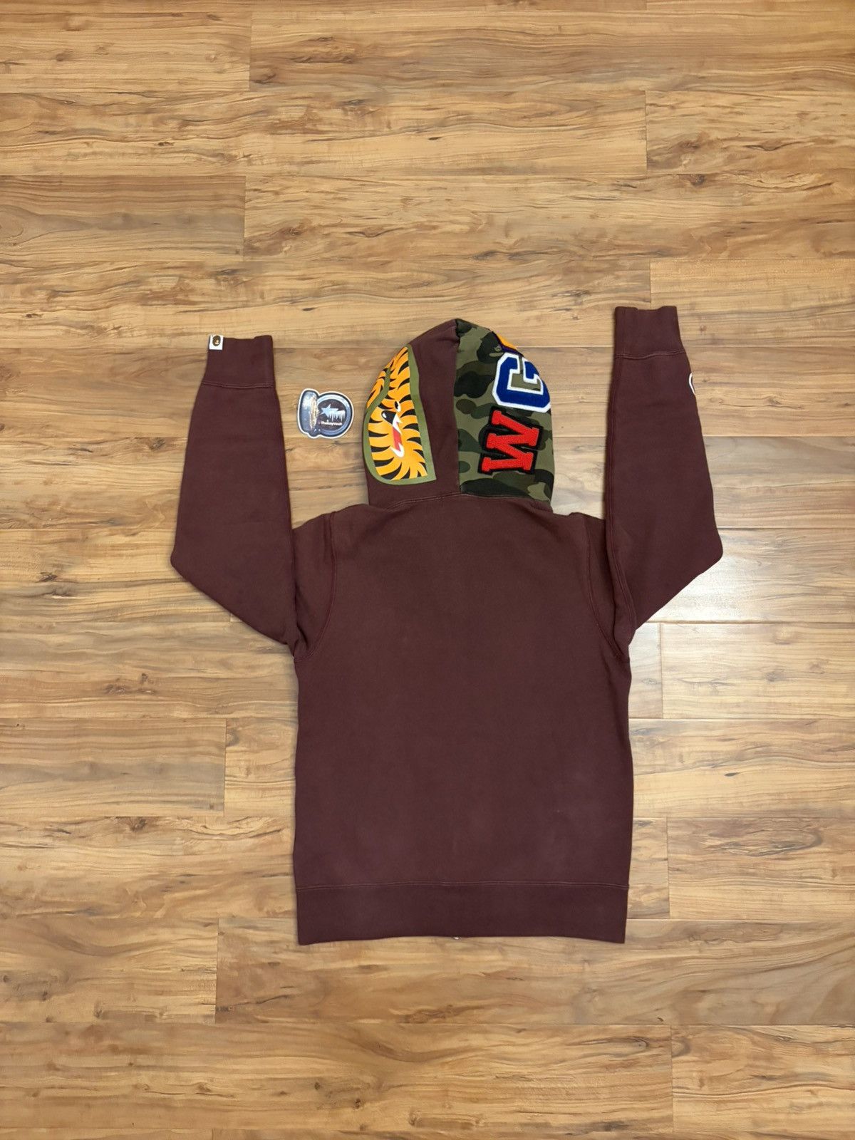 Bape Bape Burgundy / Green Camo Shark Full Zip Hoodie Size US S / EU 44-46 / 1 - 8 Thumbnail