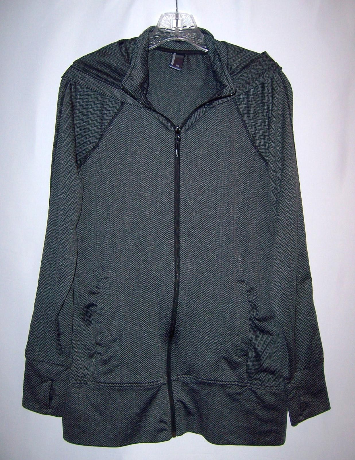 Mondetta Mondetta Women's Black/Gray Herringbone Hooded Jacket L Size ONE SIZE - 1 Thumbnail