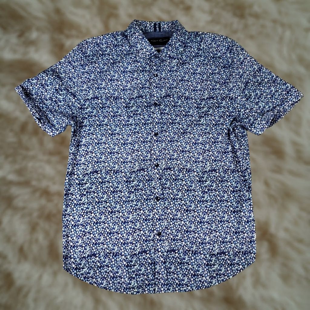Robert Graham Robert Graham Mens Button Up Shirt Blue Floral Short Sleeve 2XL Tailored Fit Size US XXL / EU 58 / 5 - 1 Thumbnail