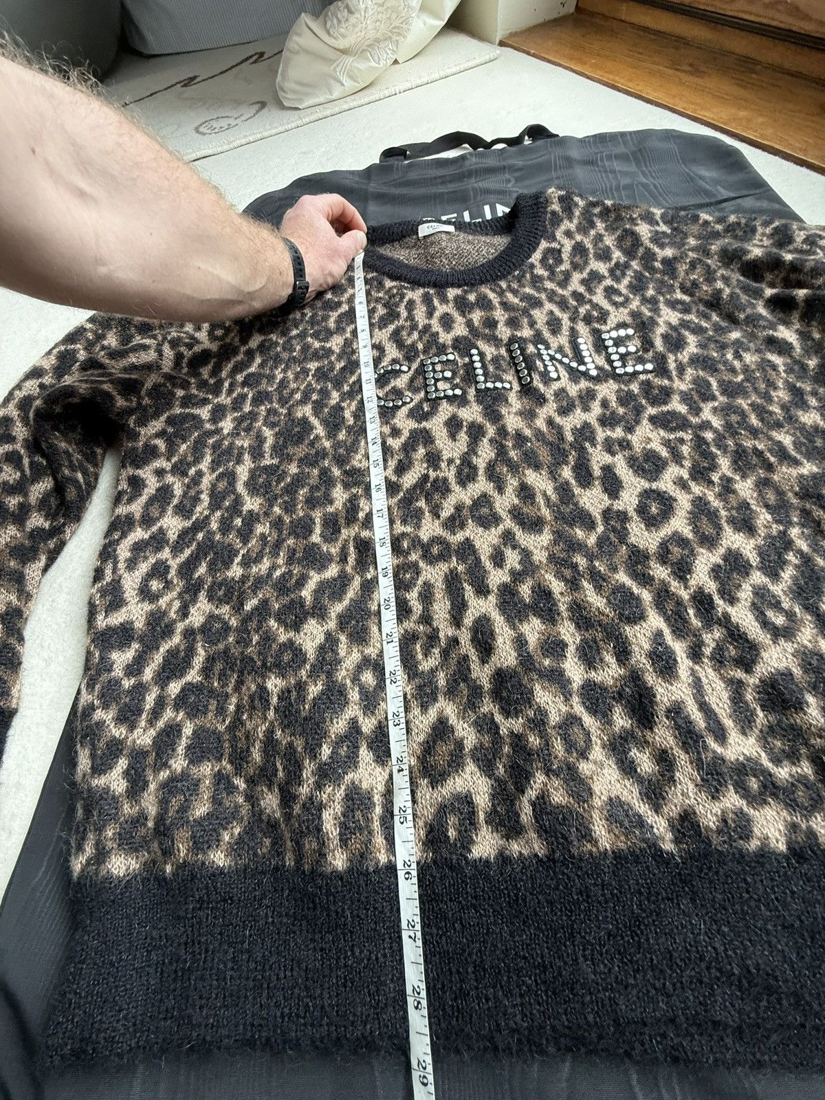 Celine FW22 Celine studded logo sweater Hedi Slimane grail leopard Size US M / EU 48-50 / 2 - 5 Thumbnail