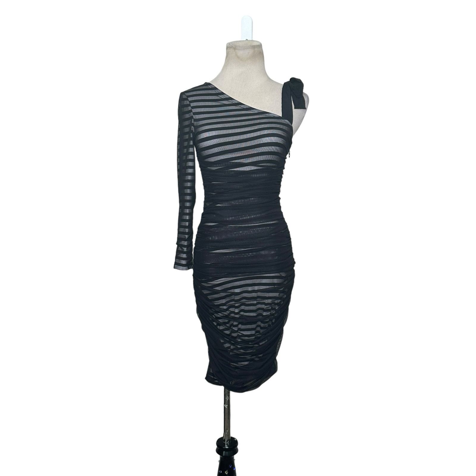 Bcbgmaxazria BCBGMAXAZRIA Striped One Shoulder Cocktail Dress size XS Size XS / US 0-2 / IT 36-38 - 8 Thumbnail