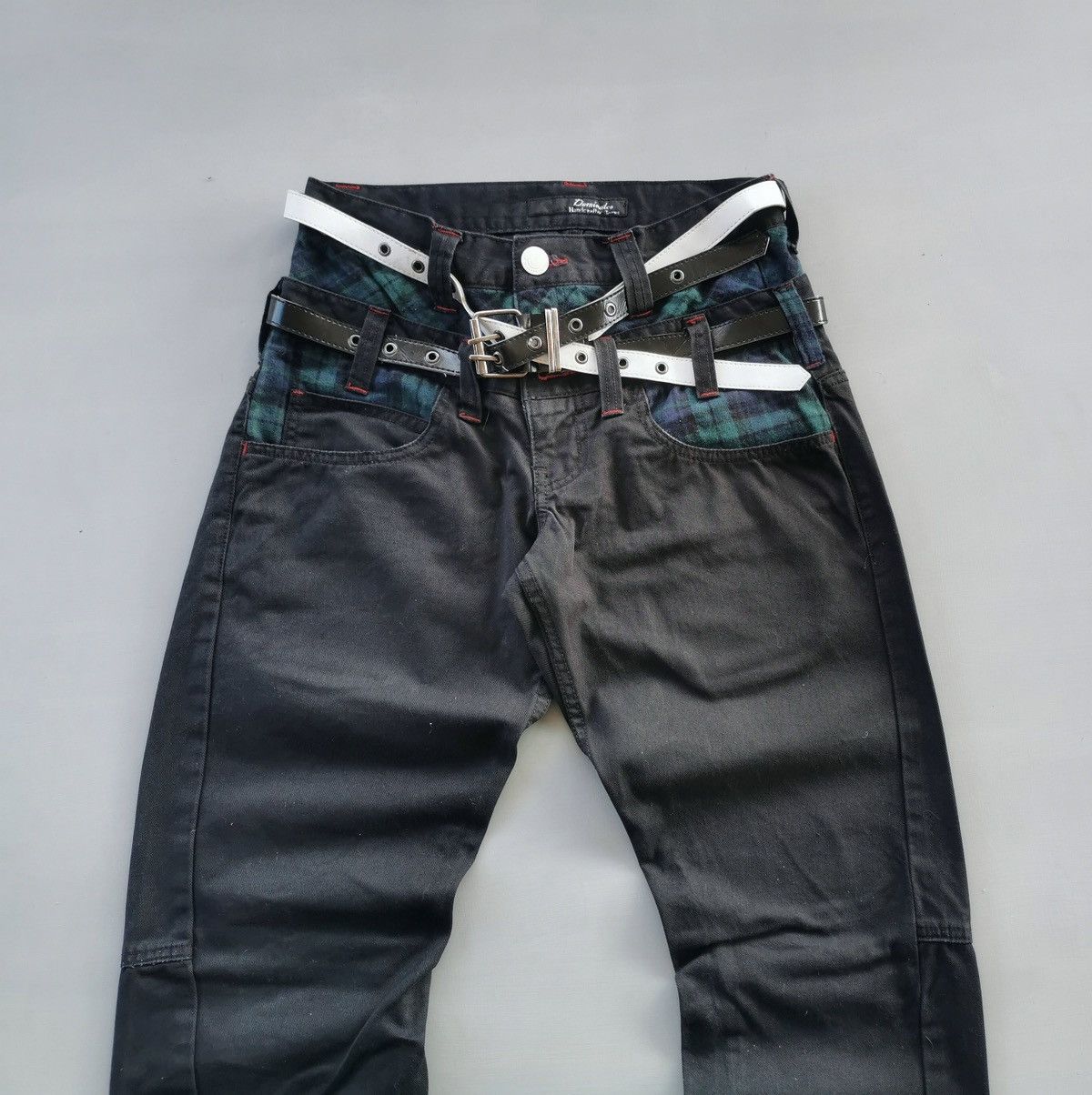 Le Grande Bleu (L.G.B.) Dominate Belt Double Waist Denim Jeans Size US 28 / EU 44 - 2 Thumbnail