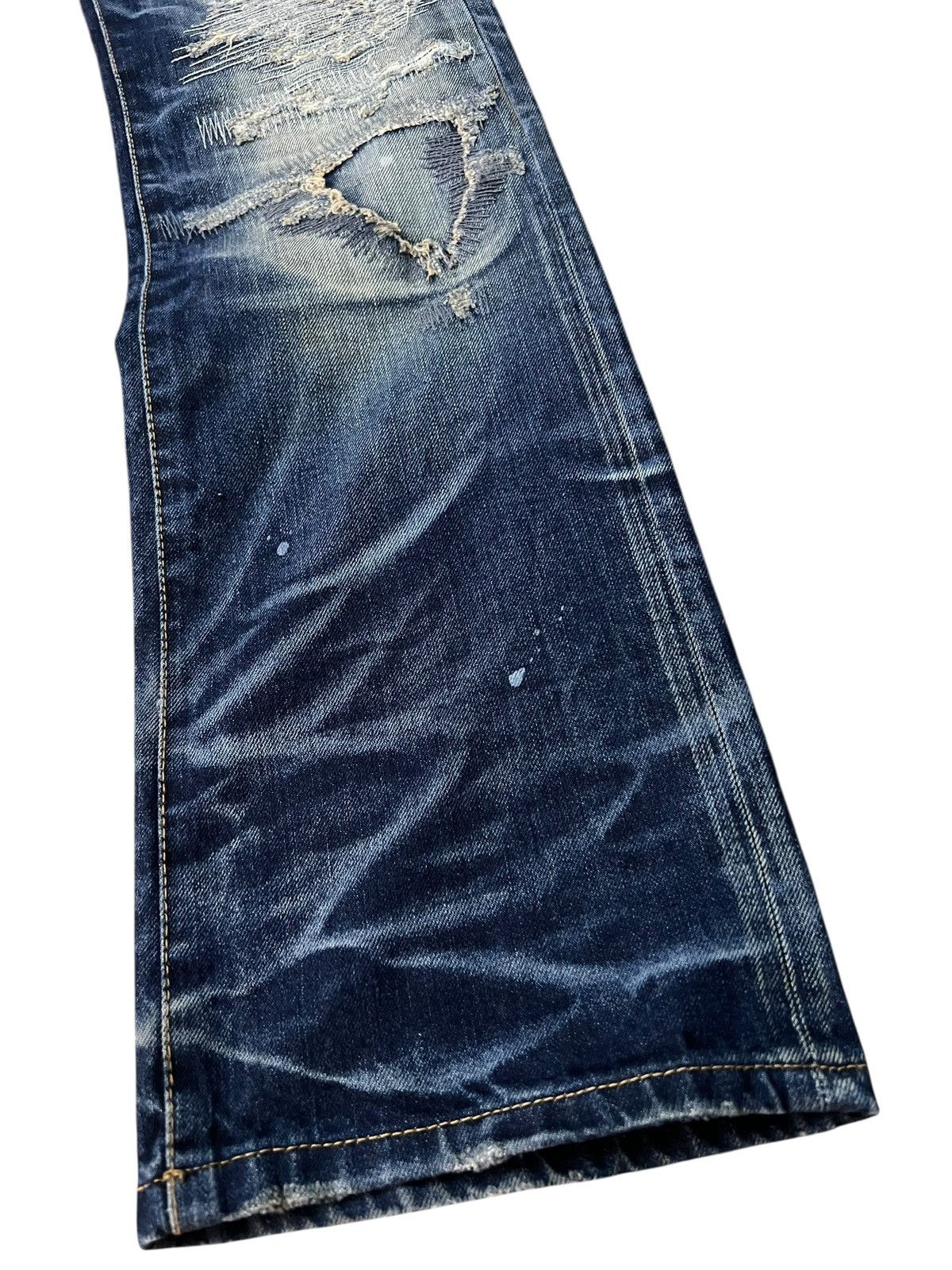 Japanese Brand 💥Flare💥Vintage Jack Rose Distress Patchwork Jean Size US 33 - 4 Thumbnail