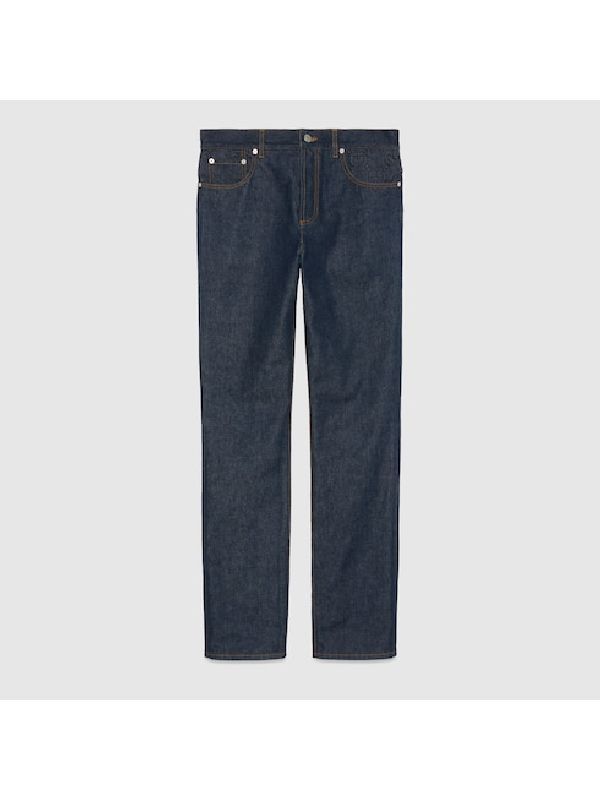 Gucci o1loc1c0925 Denim Pant With GG Embossed Detail in Blue Size US 32 / EU 48 - 1 Thumbnail