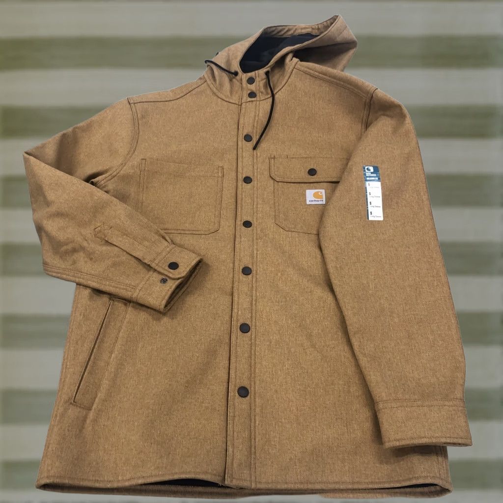Carhartt Carhartt Rain Defender Relaxed Fit Heavyweight Hooded Shirt Jacket Small Brown Mens Jacket Size US S / EU 44-46 / 1 - 1 Thumbnail