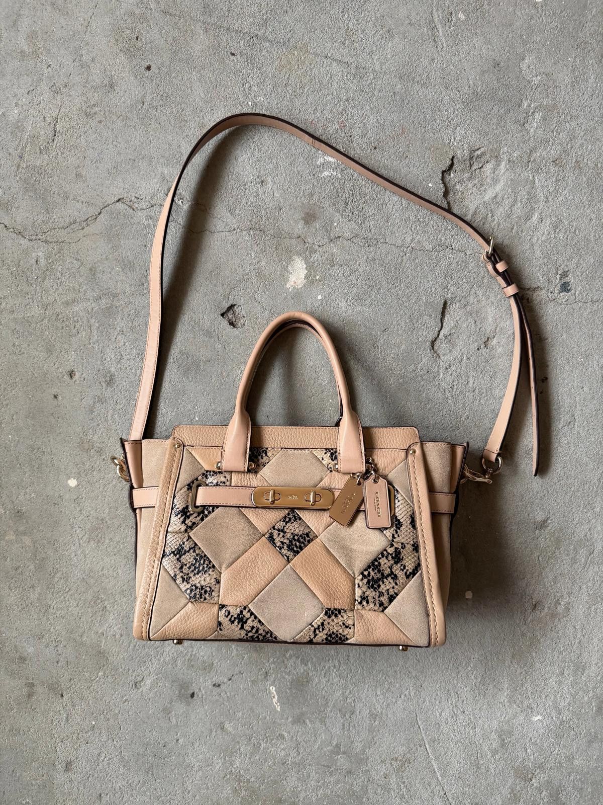 Coach Coach 2Way Swagger Embossed Patchwork Shoulder Bag Beige Size ONE SIZE - 2 Thumbnail