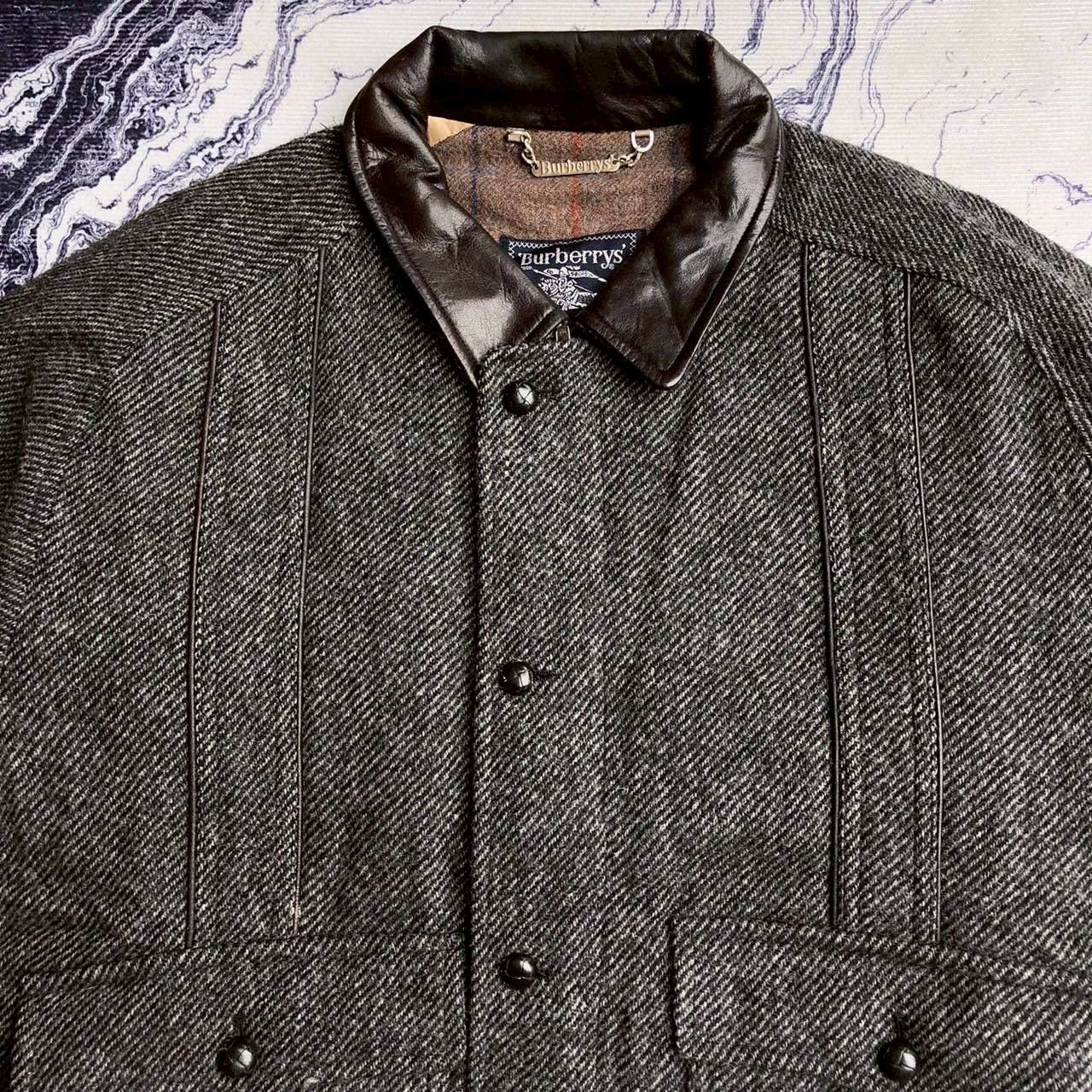 Burberry Vintage 90s Burberrys Wool Jacket Leather Collar Size US M / EU 48-50 / 2 - 4 Thumbnail