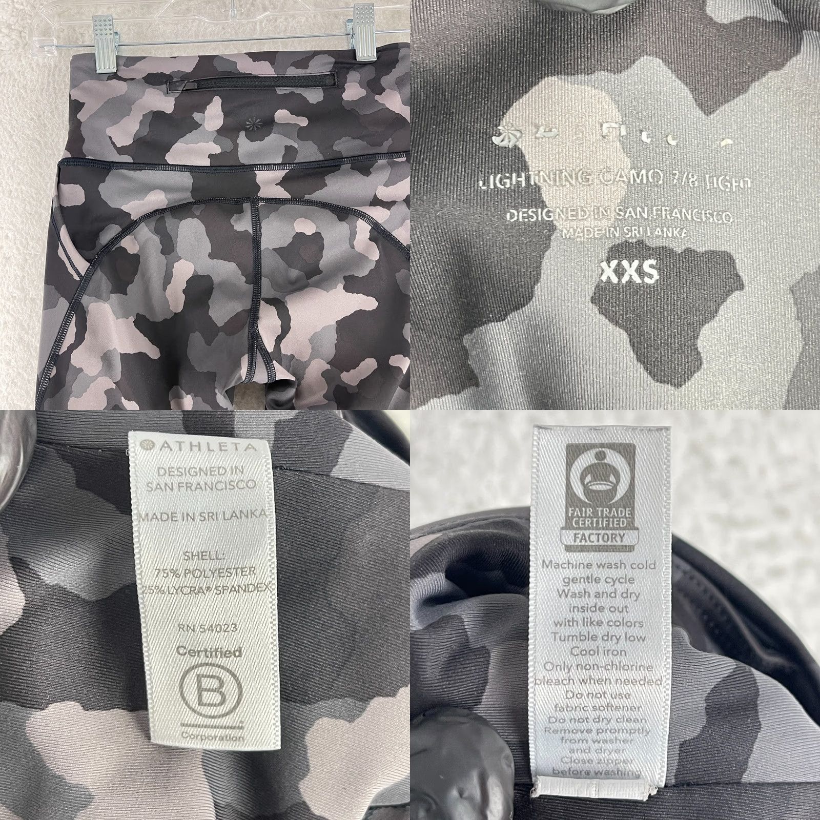 Athleta Athleta Leggings Womens XXS Black Lightning Camo 7/8 Tights Yoga Pull On Size 24" / US 00 / IT 34 - 9 Thumbnail