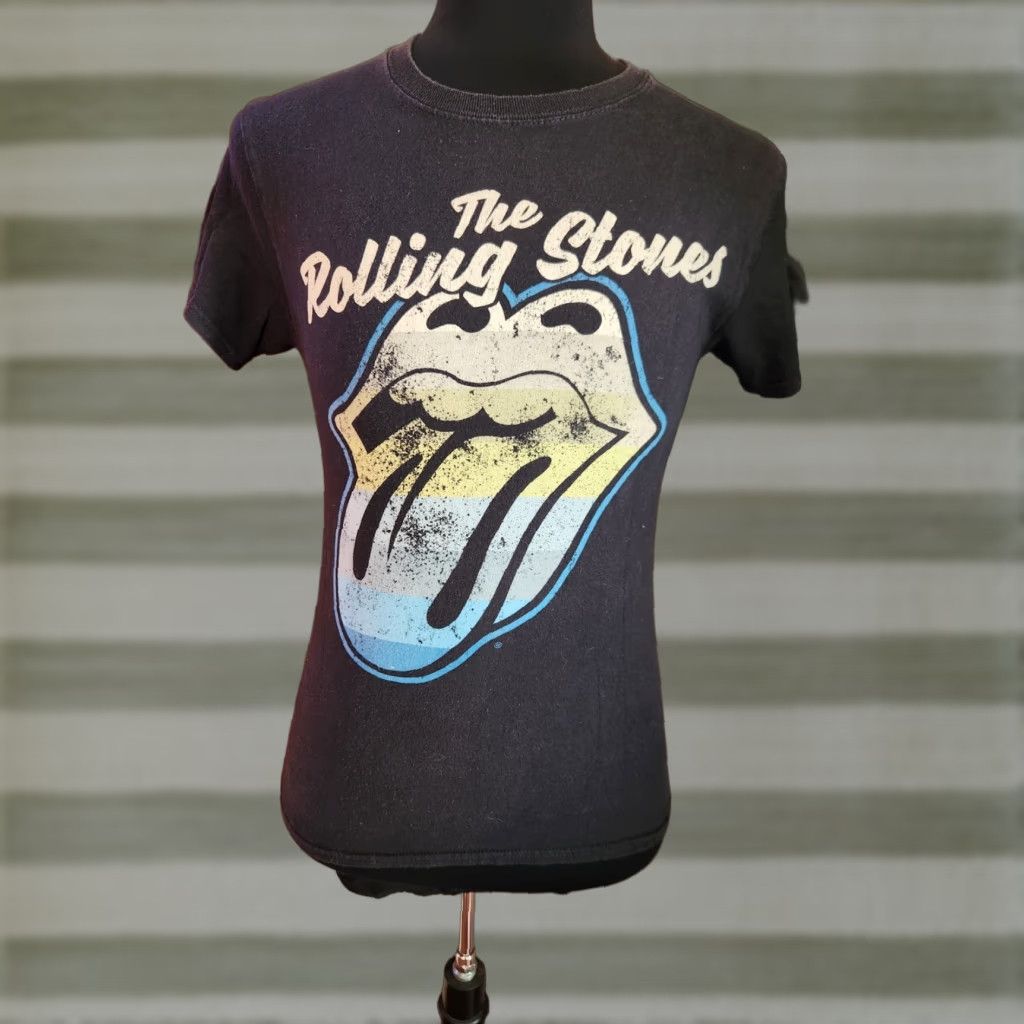 Vintage The Rolling Stones T-Shirt Adult XS Short Sleeve Music Graphic Black Blue Size US XS / EU 42 / 0 - 1 Thumbnail