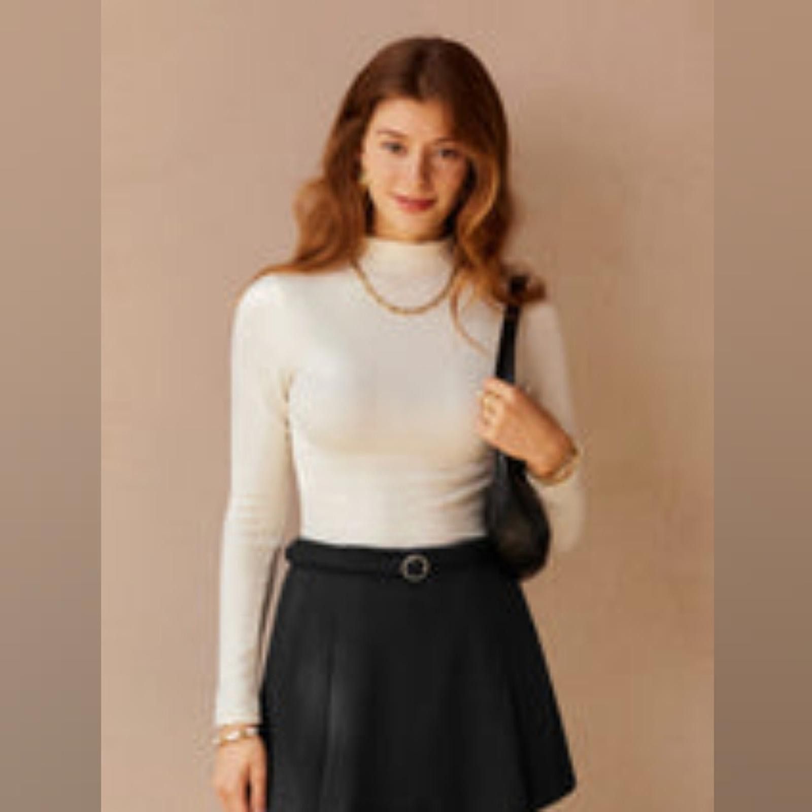 Designer OGL Mid Thermal Thermal Brushed Mock Neck Crop Top Size S / US 4 / IT 40 - 10 Thumbnail
