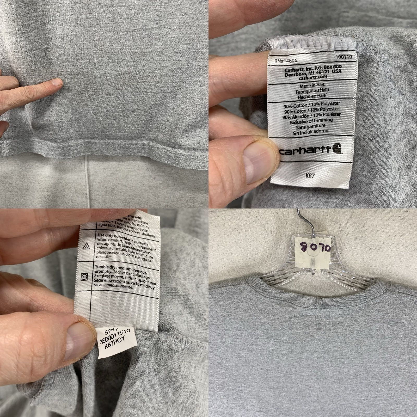 Carhartt Carhartt T-Shirt Men 3XL Gray Short Sleeve Crew Neck Workwear Logo Pocket All Seasons Size US XXL / EU 58 / 5 - 8 Thumbnail