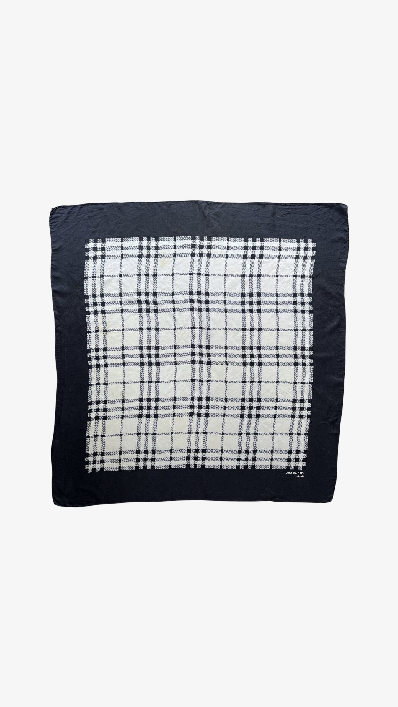 Burberry Vintage 90s Burberry Black Nova Check Print Silk Scarf Size ONE SIZE - 1 Thumbnail
