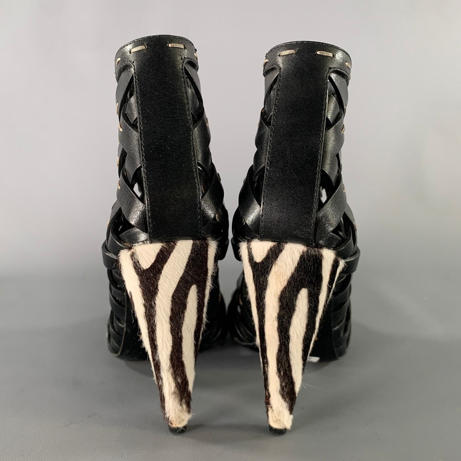 Tom Ford TOM FORD 7.5 Black Gold Leather Mixed Pattern Zip Up Boots Size US 7.5 / IT 37.5 - 3 Thumbnail
