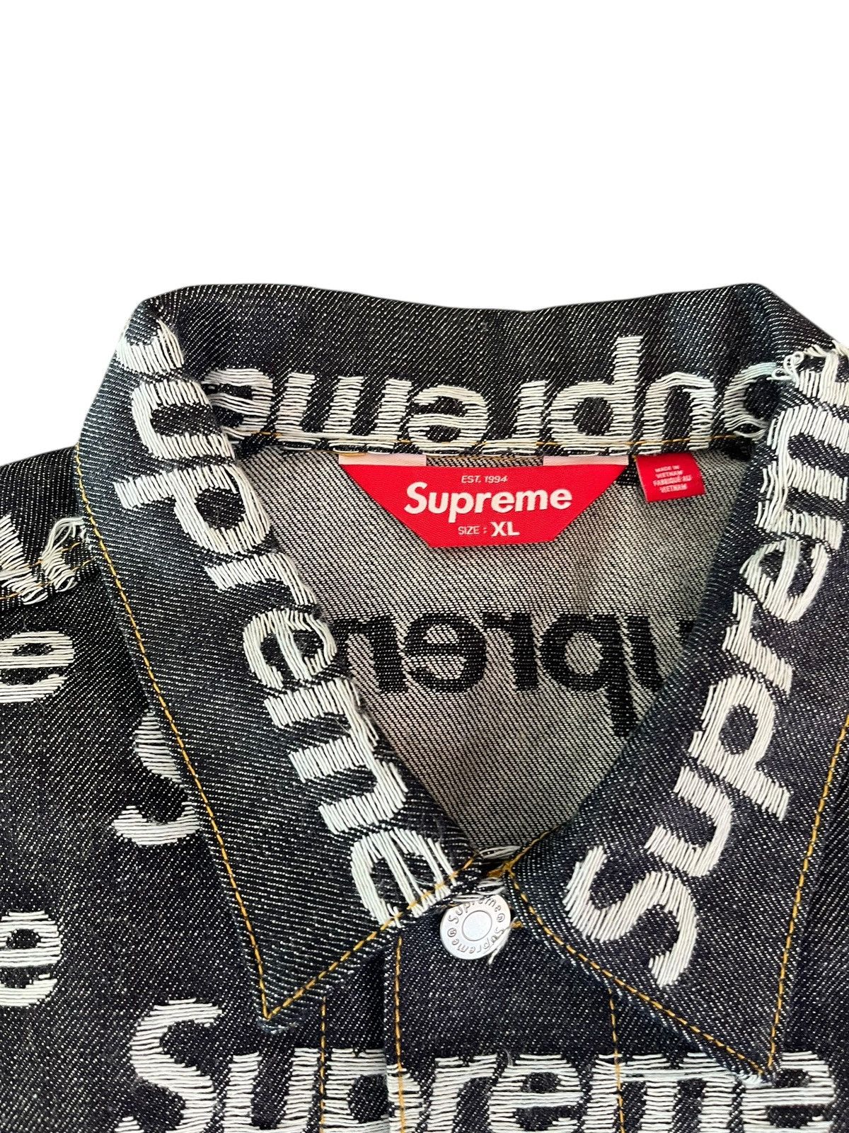Supreme Supreme Jacquard Rigid Indigo Denim Jacket Size US XL / EU 56 / 4 - 3 Thumbnail