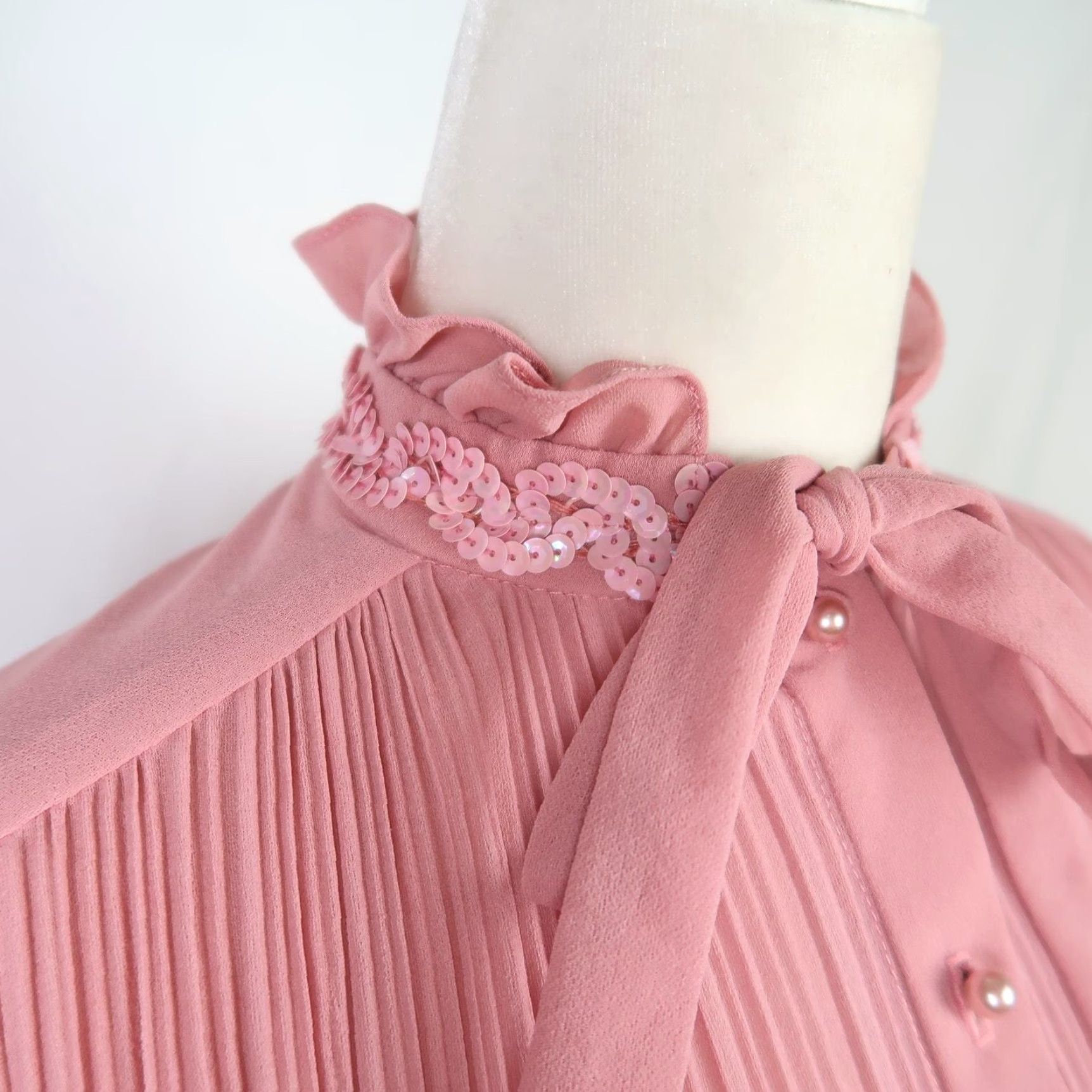 Pinko VINTAGE New Discoveries pink plisse knee length party dress S Shirt? Size S / US 4 / IT 40 - 3 Thumbnail