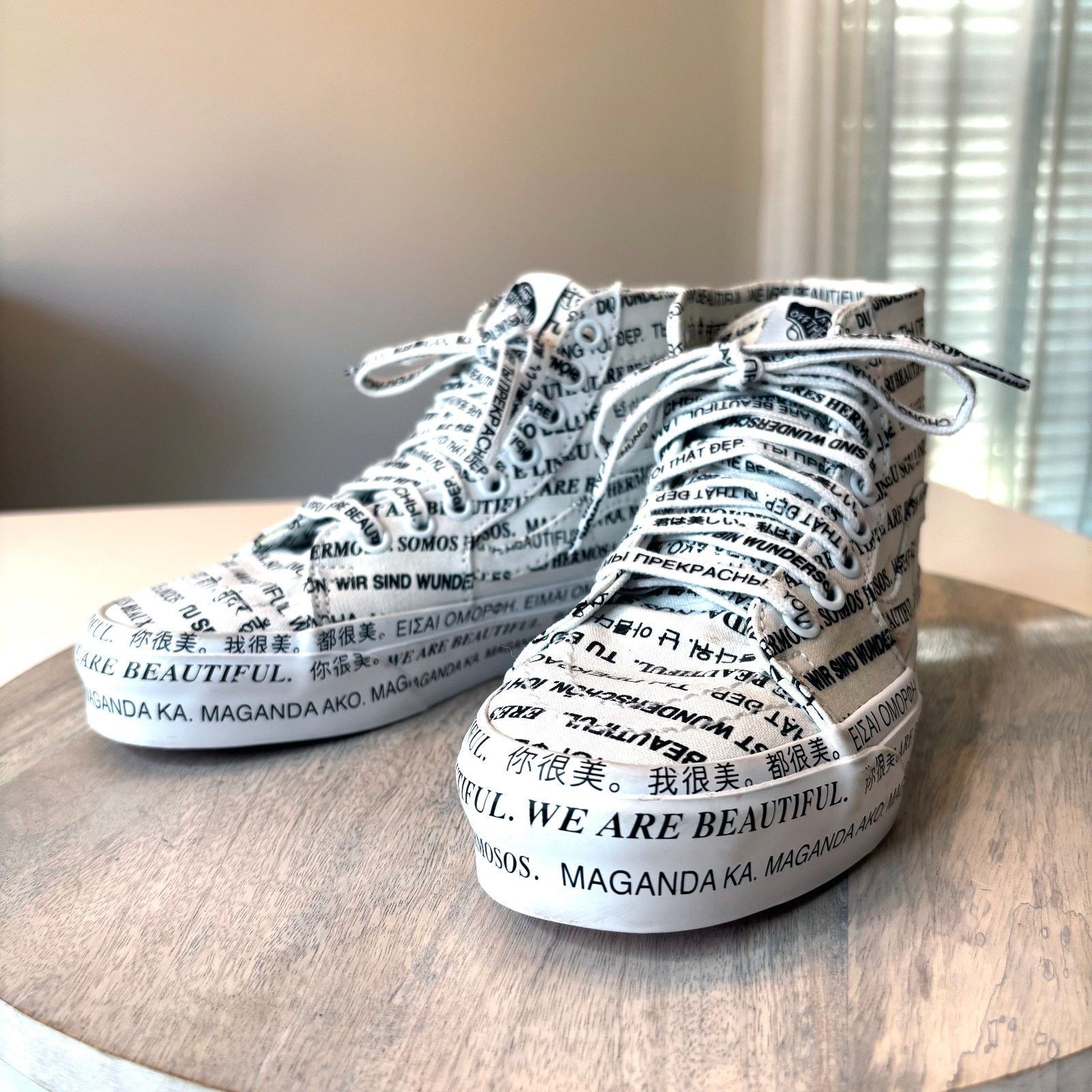 Vans Vans Sk8 We Are Beautiful White Black Print Sneakers Sz 6 Size US 6 / IT 36 - 1 Thumbnail