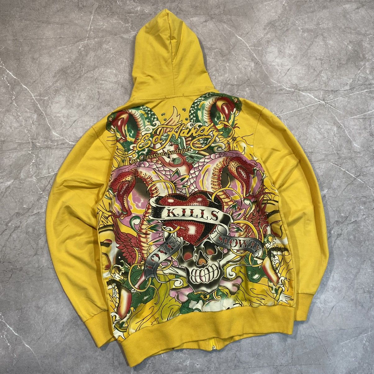 Ed Hardy VINTAGE ED HARDY BIG LOGO ZIP HOODIE STREETWEAR 00S Size US XL / EU 56 / 4 - 1 Thumbnail