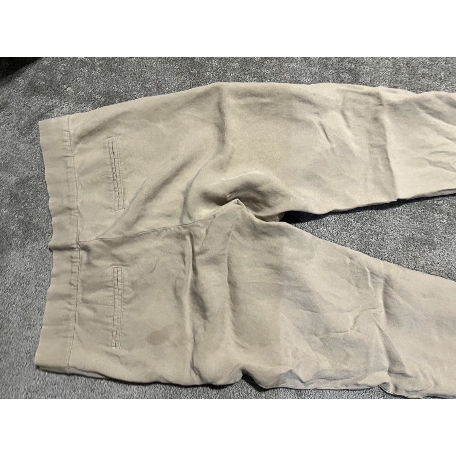 Ann Taylor Ann Taylor Pant Women’s 2P Beige Cropped Ankle Cuff Lyocell Spring Summer Casual Size 26" / US 2 / IT 38 - 4 Thumbnail