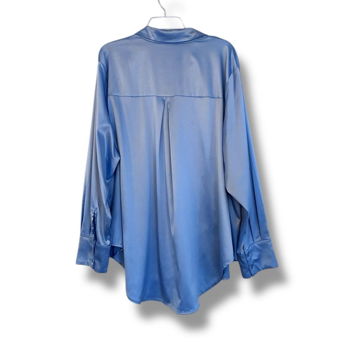 Other Lane Bryant collared button-down blue satin shirt Size 4XL / US 24-26 - 4 Thumbnail