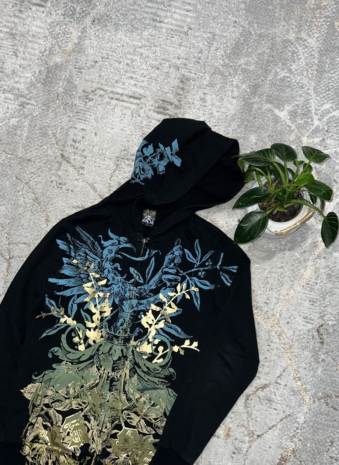 Ed Hardy × Vintage VINTAGE Y2K ED HARDY STYLE AFFLICTION SKULL ZIP HOODIE Size US S / EU 44-46 / 1 - 3 Thumbnail