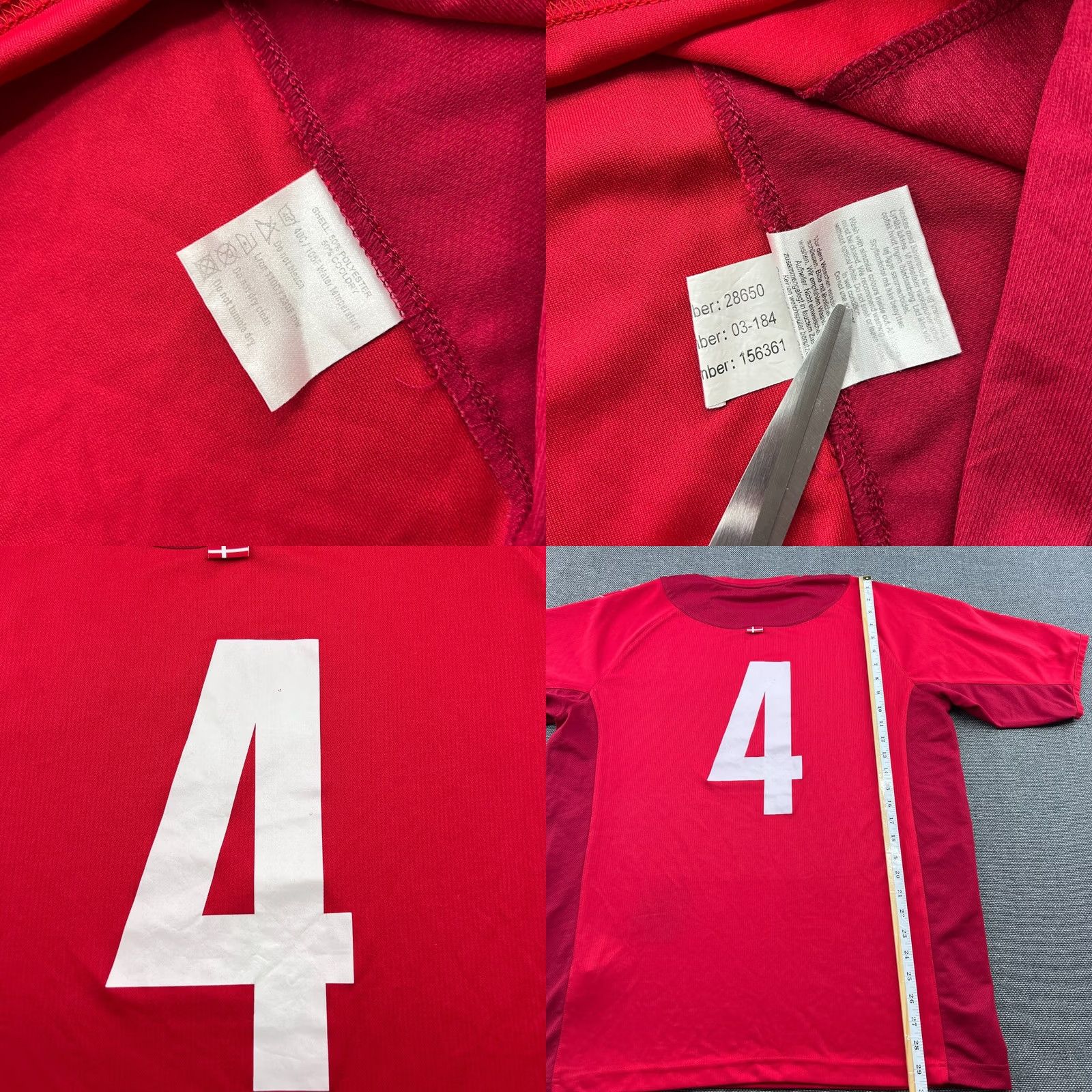 Hummel Hummel Denmark 2003 2004 Home Match Issue #4 Football Jersey Mens XL Red Shirt Short Sleeve Pullover Moisture Wicking Quick Dry Size US XL / EU 56 / 4 - 9 Thumbnail