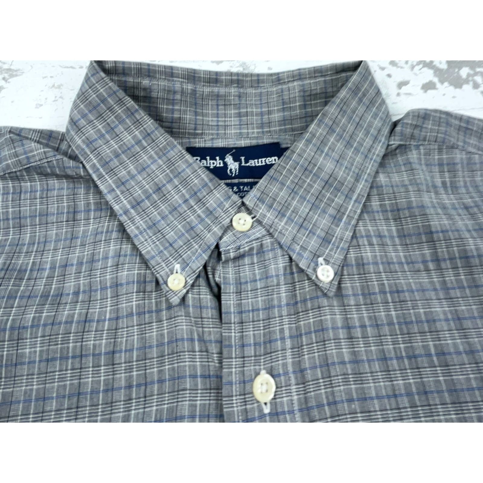 Ralph Lauren Ralph Lauren Shirt Men Gray Blue Button Up Glen Check Plaid Dress Sz XL 17.5 34 Size 48R - 5 Thumbnail
