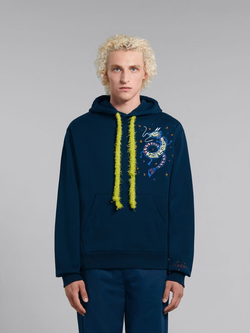 Marni o1w1db10125 Hoodie With Dragon Print in Blue Size US M / EU 48-50 / 2 - 4 Thumbnail