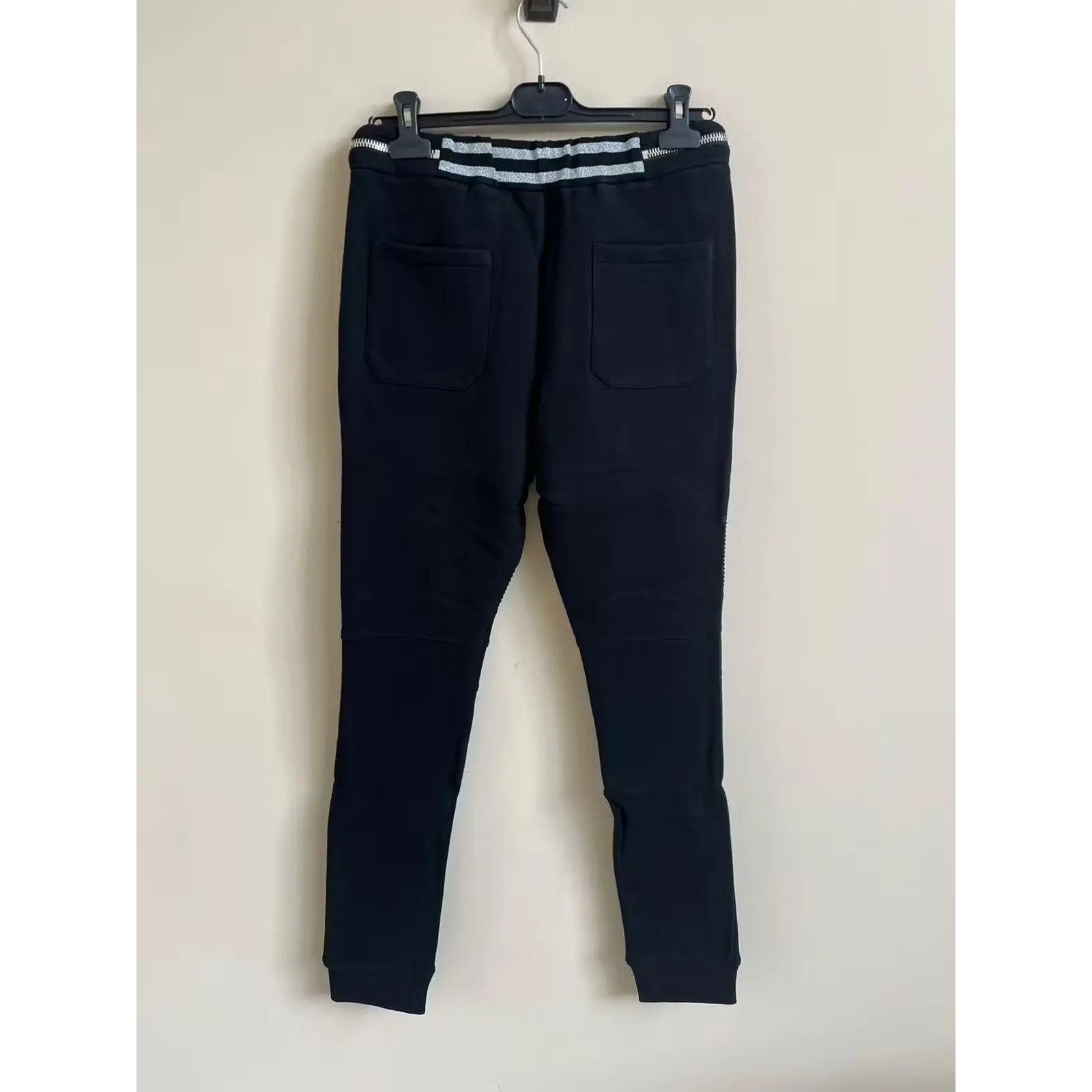 Balmain o1rshd1 Biker Sweat Pants With Silver Waist Band in Black Size US 30 / EU 46 - 14 Thumbnail